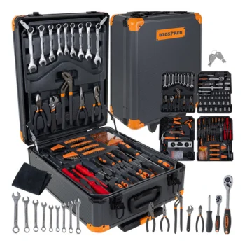 Bigstren Tool Set in Aluminum Suitcase on Wheels, 1000 Pieces