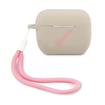 Guess AirPods Pro dėklas Silicone Vintage, pilkai rožinis