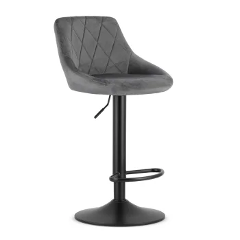 Leobert Bar Stool with Adjustable Height and Footrest, Velour, Grey