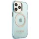 Guess Gold Outline Translucent MagSafe dėklas iPhone 13 / 13 Pro, mėlynas