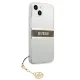 Guess iPhone 13 mini dėklas 4G Strap Charm, skaidrus / rudas