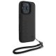 BMW iPhone 16 Pro Max dėklas Signature Leather Wordmark Cord, juodas