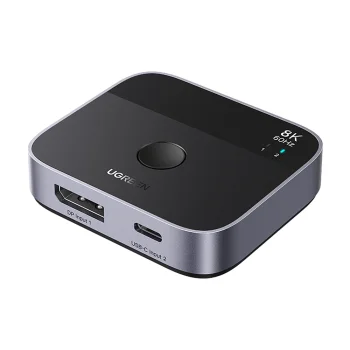 Ugreen DisplayPort ir USB-C į USB-C vaizdo jungiklis 8K 60Hz 65878, pilkas