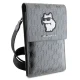 Karl Lagerfeld Saffiano Monogram Choupette telefono krepšelis, sidabrinis