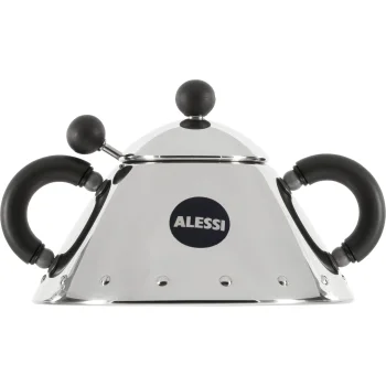 Cukrinė su šaukšteliu Alessi 9097 B, juoda/sidabrinė