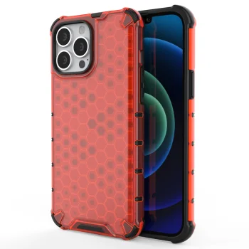Honeycomb Case with TPU Bumper for iPhone 13 Pro Max, Red