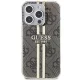Guess iPhone 15 Pro Case IML 4G Gold Stripe, Brown