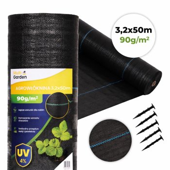 Multigarden agroplėvelė nuo piktžolių su UV apsauga, 90g/m², 3.2x50m su smaigais