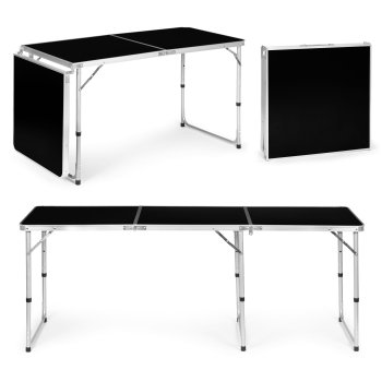 Sulankstomas turistinis stalas Multigarden, 180x60 cm, juodas