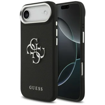 Guess Grained Big 4G Classic Logo dėklas, skirtas iPhone 17 Air, juodas