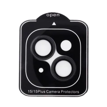 Kameros apsauginis stiklas Apple iPhone 15 / 15 Plus, juodas
