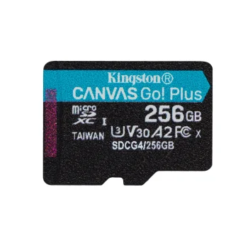 Kingston Canvas Go! Plus microSDXC atminties kortelė, 256GB (200MB/s)