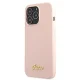 Guess Silicone Script Gold Logo MagSafe dėklas iPhone 13 / 13 Pro šviesiai rausvas