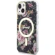 Guess dėklas iPhone 14 telefonui Flower MagSafe, juodas