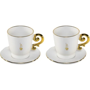 Bialetti Pure Gold kapučino puodelių su lėkštutėmis rinkinys, 2 vnt., 330 ml