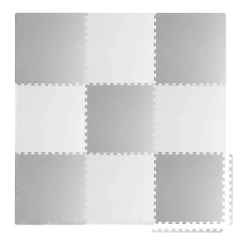 Ricokids didelis porolono dėlionės kilimėlis, 180x180 cm, 9 vnt., balta ir pilka