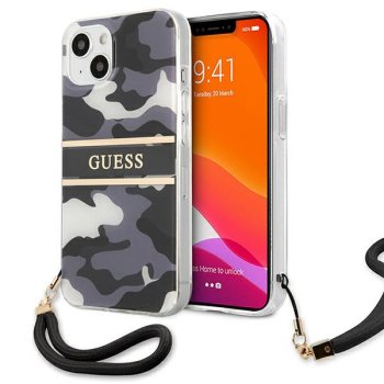 Guess Camo Strap Collection dėklas, skirtas iPhone 13 mini, juodas