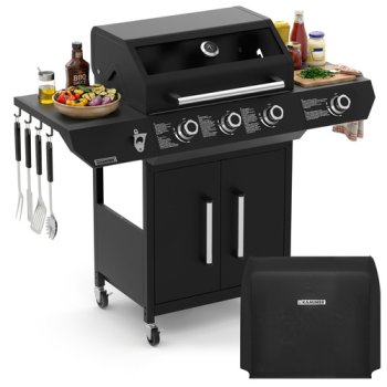 Dujinis grilis Kaminer Varen Black 4.0 3+1, 13.5kW su ketaus grotelėmis
