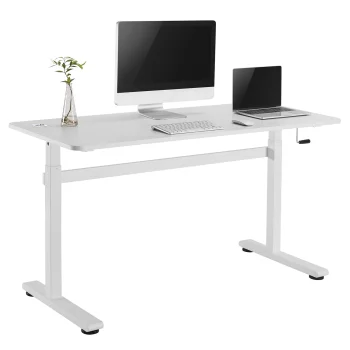 Reguliuojamo aukščio rašomasis stalas Ergo Office ER-401 W, 140x60cm, baltas