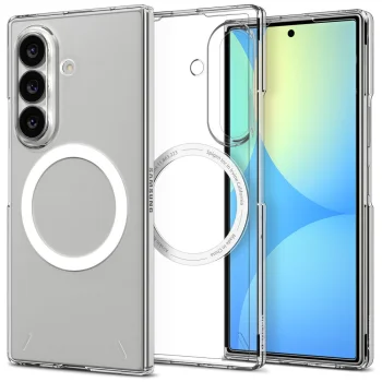 Spigen AirSkin MagFit dėklas Samsung Galaxy Z Fold 8 Ultra, skaidrus ir baltas