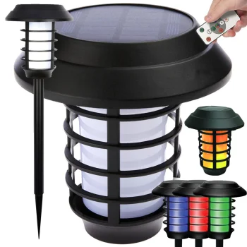 Saulės energijos sodo šviestuvas-degalas su RGB apšvietimu ir pulteliu