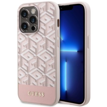 Guess GCube Stripes MagSafe dėklas iPhone 14 Pro telefonui, rožinis
