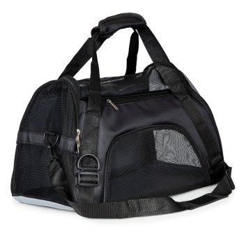 Travel pet carrier bag for cats and dogs, black