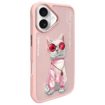 Nimmy Glasses Cool Cat dėklas telefonui iPhone 16, rožinis