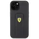 Ferrari dėklas iPhone 15 telefonui su Grip Stand Metal Logo, juodas