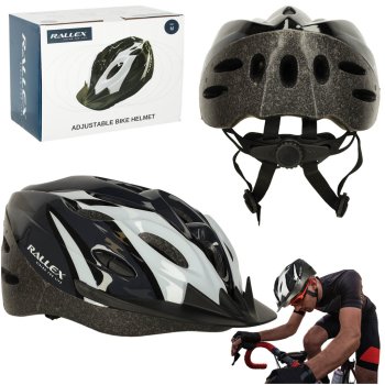 Adjustable bike helmet with ventilation, size M (54-58 cm), black and white