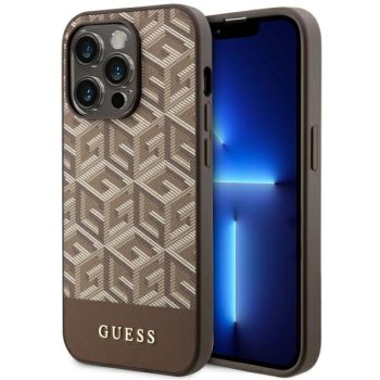 Guess GCube Stripes MagSafe dėklas iPhone 14 Pro Max telefonui, rudas