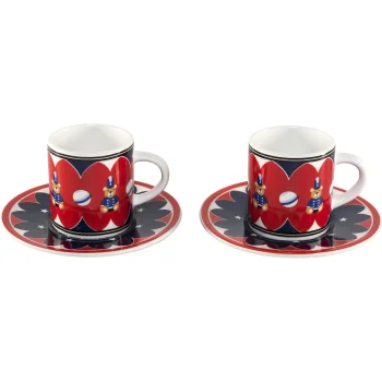Bialetti Joyful Memories espreso puodelių su lėkštutėmis rinkinys, 2 vnt.
