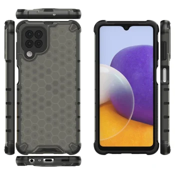 Apsauginis dėklas Samsung Galaxy A22 4G Honeycomb Case su TPU rėmeliu, juodas