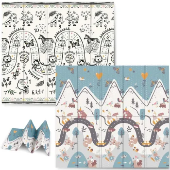 Educational Kids Folding Foam Mat 200x180x1cm Nukido NK-340, Safari-Mountains