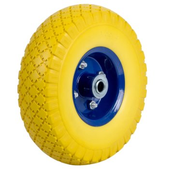 Humberg 4882 Tubeless Wheelbarrow Wheel 3.00-4, Yellow/Blue