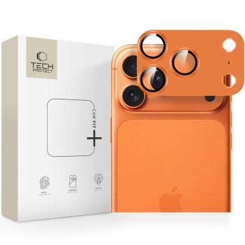 Tech-Protect Camfull Fit+ kameros apsauginis stiklas iPhone 17 Pro - oranžinis