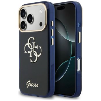 Guess IML 4G Script Metal dėklas iPhone 17 Pro Max - mėlynas