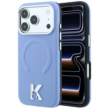 Karl Lagerfeld Grained Kameo MagSafe Case for iPhone 18 Pro / 17 Pro, Light Blue