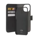 Atverčiamas dėklas Puro Wallet Detachable MagSafe 2in1 iPhone 15 Pro Max, juodas