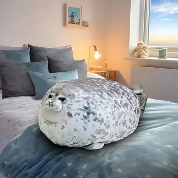 Plush Seal Pillow, 60 cm, Grey