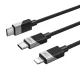 Bwoo pintas 2-in-1 laidas USB-C į USB-C ir Lightning, 1m, 100W/27W, juodas