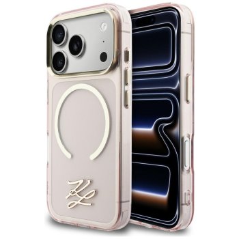 Karl Lagerfeld IML KL Script Logo MagSafe dėklas iPhone 17 Pro Max, rožinis