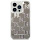 Karl Lagerfeld Liquid Glitter Monogram dėklas iPhone 14 Pro Max, sidabrinis