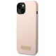 Guess Silicone Logo Plate MagSafe dėklas iPhone 14 Plus 6.7\", rožinis