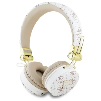 Guess 4G Triangle Round Shape On-Ear Bluetooth 5.3 ENC Headphones GUBH70E4PTMH - White