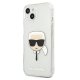 Karl Lagerfeld iPhone 13 mini dėklas Glitter Karl\'s Head, sidabrinis