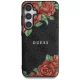 Guess Leather 4G Flowers MagSafe dėklas Samsung Galaxy S25, juodas