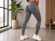 Women\'s High-Waisted Push-Up Sports Leggings, Grey, S/M