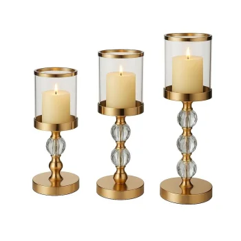 Set of 3 Decorative Gold Candle Holders