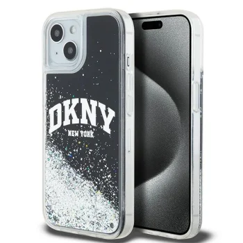 DKNY Liquid Glitter Big Logo dėklas iPhone 13 / 14 / 15, juodas
